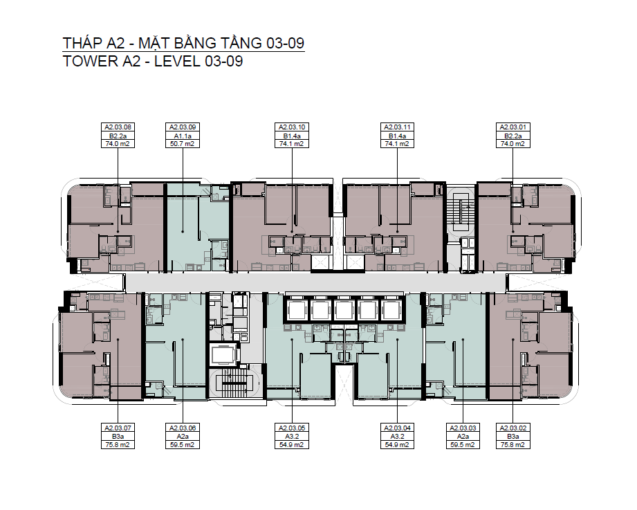 Tháp A2 tầng 03-09