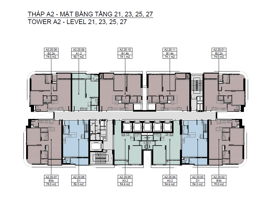 Tháp A2 tầng 21-27